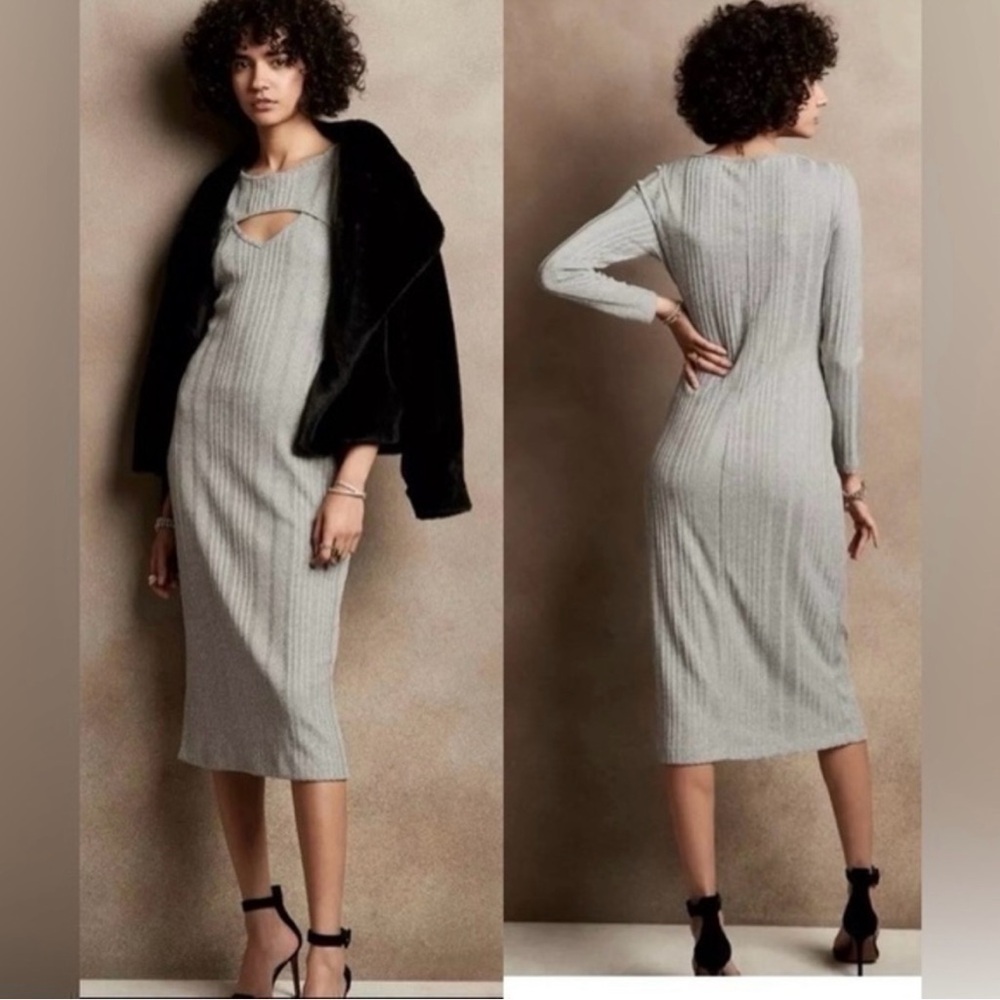 Banana Republic Grey Cutout Sweater Dress